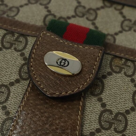 GUCCI GG Supreme Web Sherry Line Shoulder Bag PVC Beige Gold Red Auth ep9570 - Picture 12 of 15